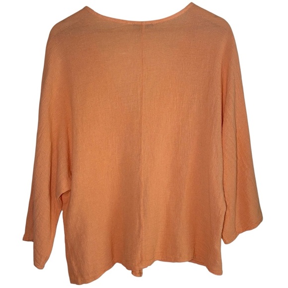 Tempo Paris Cardigan Top Women Linen Medium Peach Lagenlook Lagom Relaxed Button - Picture 2 of 10
